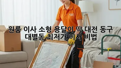 원룸 이사? 소형 용달이 딱! 대전 동구 대별동 최저가 이사 비법